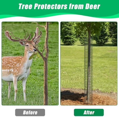UQM 48 Inch Tree Trunk Protector, 12 Pcs Metal Tree Guards Trunk Protector