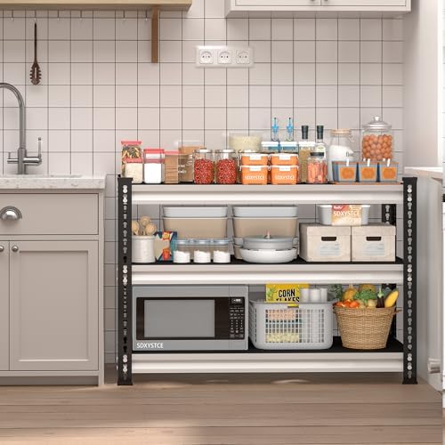 3-Tier Garage Shelving Heavy Duty,40''W x 18''D x 36''H Metal Shelving Unit,1320 lbs Weight Capacity Adjustable Storage Shelves for Retiple Tanks, Aquariums, Pantry,White