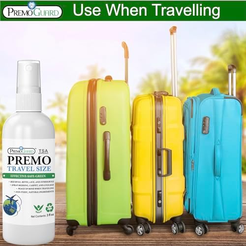 Travel Bed Bug & Mite Killer Spray by Premo Guard 3 oz – Child & Pet Safe – Fast Acting – Stain & Odor Free – Best Protection – Carryon Bag Approved