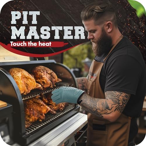 KITCHEN PERFECTION XL Silicone Smoker BBQ Gloves -Heat Resistant Oven Mitts