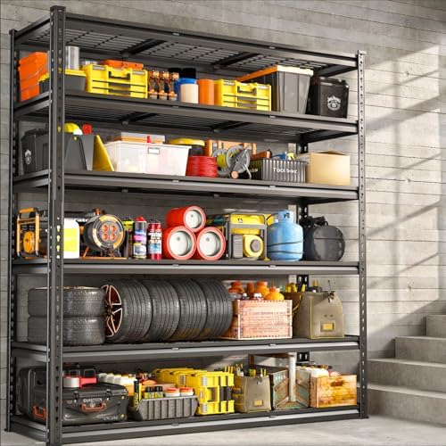 REIBII 6 Tier Adjustable Heavy Duty Metal Shelving for Garage Warehouse