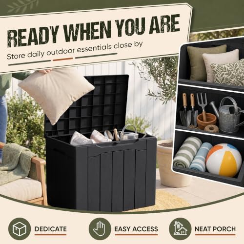 Flamaker Deck Box 30 Gallon, Waterproof Resin Small Storage Box with Lid