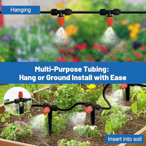 Misting Drip Irrigation System for Garden Watering,Raised Bed 120FT