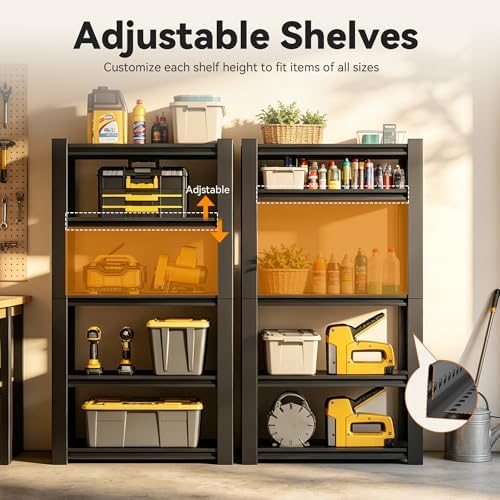 SAWJEC Garage Shelving Unit, 63" Compact 5-Tier Metal Storage Rack