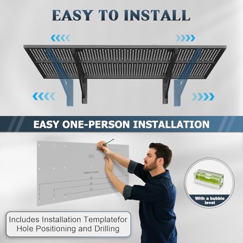 Jusgym 4 Pack Garage Wall Shelving, 1.5x4ft, 1400LBS Integrated Shelves