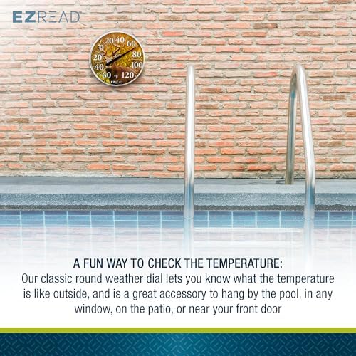 EZREAD Hanging Dial Thermometer 840-1225 Weather Thermometers for Indoor and Outdoor Use, Large 12.5 Inch Diameter, Easy to Read Numbers, Winter Cardinal