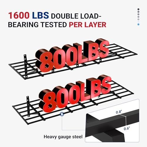 FLEXIMOUNTS 2 Pack 2x6ft Heavy Duty Garage Storage Wall Shelving, Black