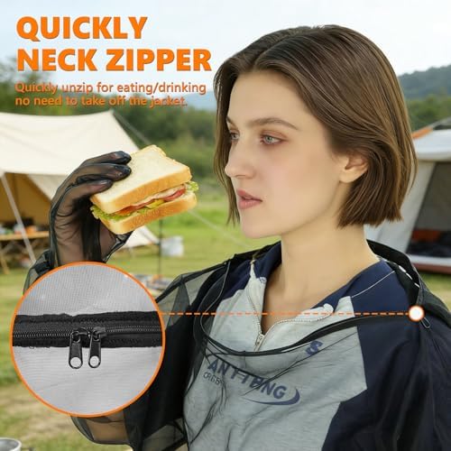IC ICLOVER 4- Piece Mosquito Jacket, Mosquito Net Suits for Outdoor Fishing