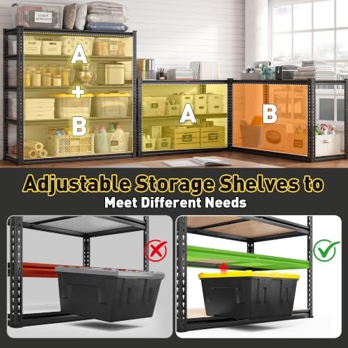 REIBII 40" W Storage Shelves,2500LBS Heavy Duty Garage Shelving for Basment (Pack of 2)