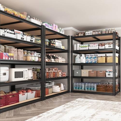 ROOMFAVE 2250LBS Storage Shelves Heavy Duty,5 Tier,35.56" W, Black.2PCS