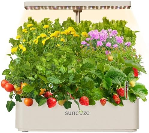 SUNCOZE Hydroponics Growing System, Compact 12 Pods Indoor Garden, Beige