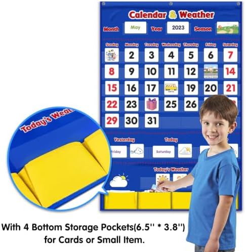 Calendar and Weather Pocket Chart, Classroom Organized Chart, 149 Pieces