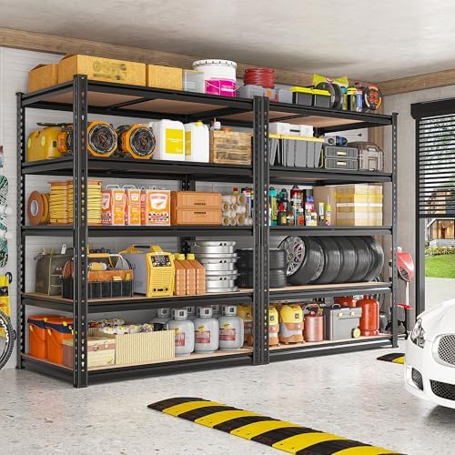 REIBII 3 Pack Garage Shelving,5 Tier Heavy Duty Metal Racks for Warehouse