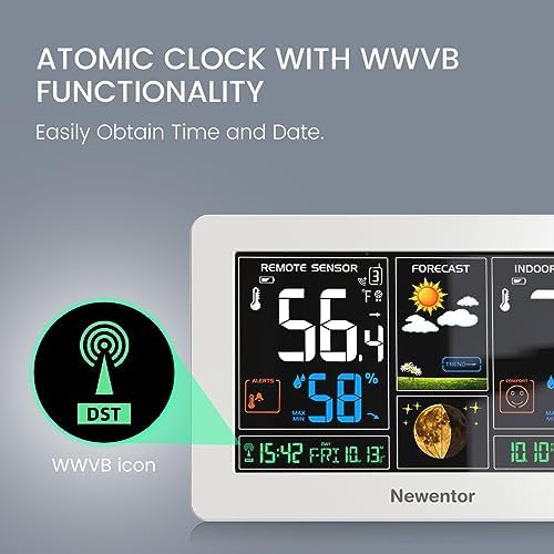 Newentor Weather Station Wireless Indoor Outdoor Thermometer,White,2Sensor