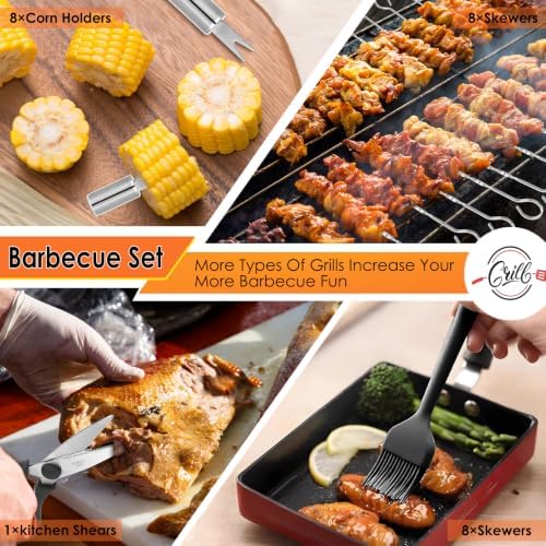 Yoehka BBQ Grilling Accessories Set, 34Pcs Heavy Duty Grill Tools, Silver