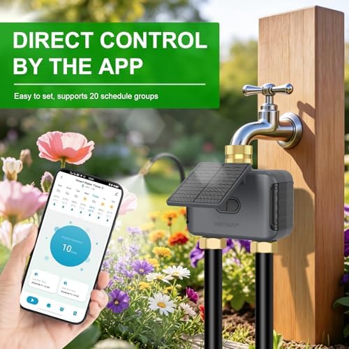 120FT WiFi Solar Drip Irrigation System, Dual Zone Timer