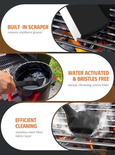 MEKER Grill Brush Bristle Replacement Pad, Ultra Safe Cleaning, Grill Cleaner Pad, Grill Brush Replacement Pad, 4 PCS