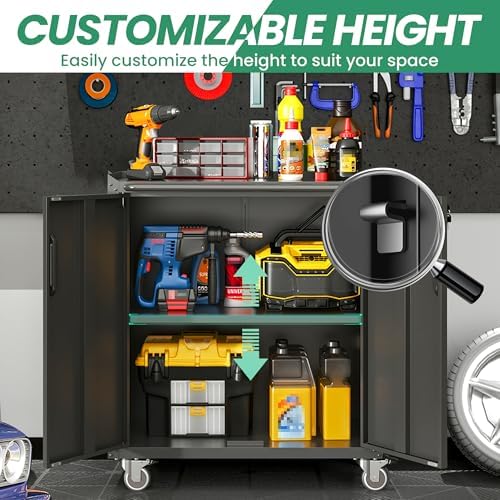 10-Piece Heavy Duty Steel Garage Cabinet System | All-in-One Modular Garage Cabinet Set for Ultimate Workshop Organization | Easy Assembly Garage Storage Cabinets & Tool Bench (Black)