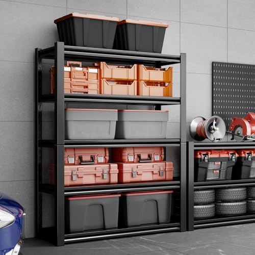 2000LBS Heavy Duty Garage Shelving Metal Storage Shelves 5-Tier Adjustable Shelving Units Industrial Utility Shelves Rack for Warehouse Garage Basement Pantry Kitchen Living Room (15.7"D×23.6"W×63"H)