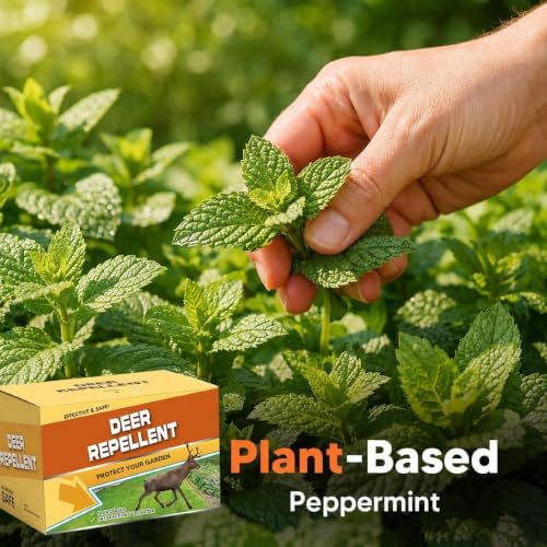 fcesiweg Deer Repellent Outdoor, Rabbit and Deer Repellent for Plants, Rabbit Repellent Outdoor, Bunny Repellent, Deer Away, Keep Deer & Rabbit Out of Yards, 90 Days Protection, 12 Packs