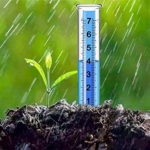 2 Pcs Rain Gauge Outdoor, Accurate Rain Measure Gauge with Luminous Blue Water for Night Reading, 7" Capacity Large Number Meter for Yard, Durable Plastic Water Collector for Garden, Farm