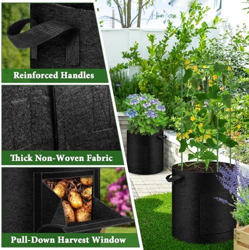 2 Pack 15 Gallon Potato Grow Bags with Pull-Down Harvest Window