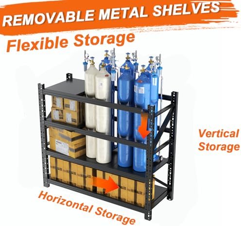 57''W Heavy Duty Storage Shelves, 4000LBS Metal Garage Shelving Units, 4 Tier Adjustable Large Industrial Shelves for Warehouse Workshop Basement (57''W x 23.6''D x 73.2''H), 3 Pack