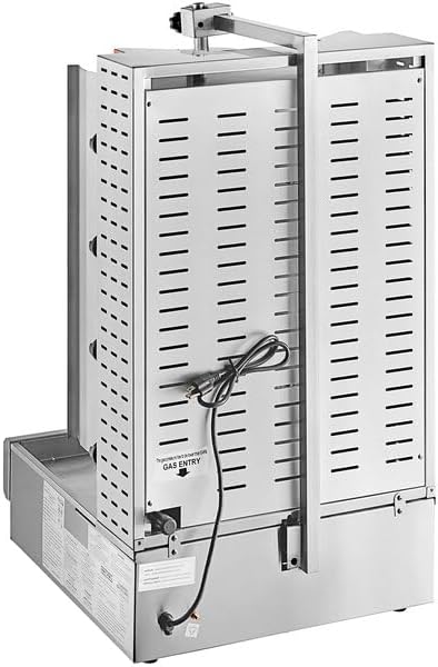 VB205 Commercial Gas Vertical Broiler, 130 lb Capacity, 47500 BTU, 5 Ceramic Infrared Burners, Stainless Steel, 21x23x44 Inches, Natural Gas/LP Convertible