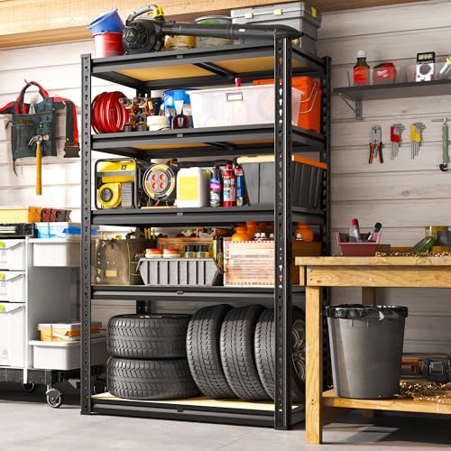 REIBII Storage Shelves with Smooth Edges for Garage Basement Shed Pantry