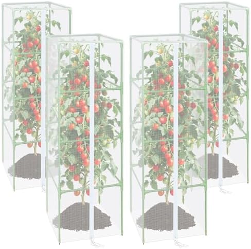 ZeeDix 57x16.1 in Garden Tomato Plant Cover Netting for Square Tomato Cage