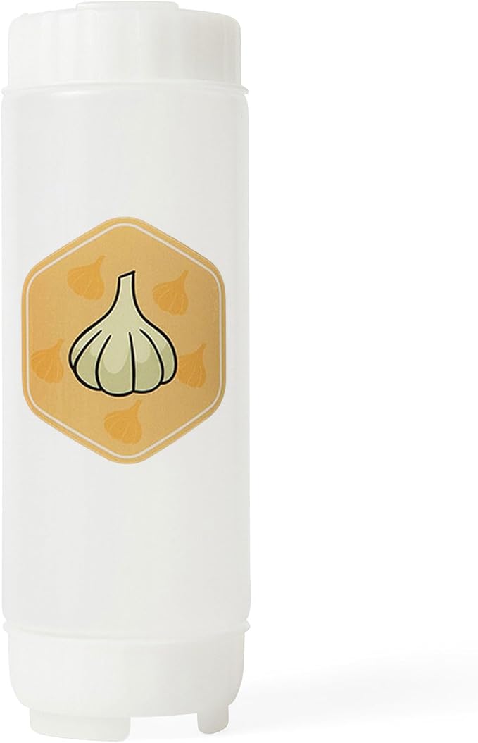 18oz Refillable FIFO Squeeze Bottle for Garlic Sauce – BPA-Free No-Drip Condiment Dispenser with White Twist Cap, Dishwasher Safe, Ideal for Garlic Cream Sauce, Aioli, Dressings