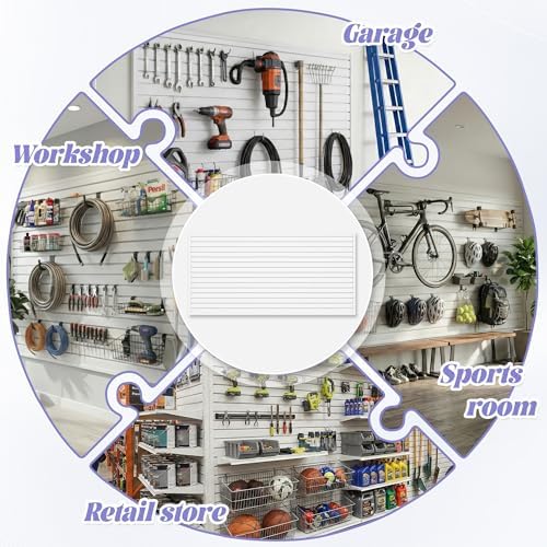 SMARTSTANDARD Heavy Duty PVC Slatwall Panels 4x8 ft, Interlocking Garage Wall Organizer System, Tool Board for Retail Display, Workshop & Home Storage - White