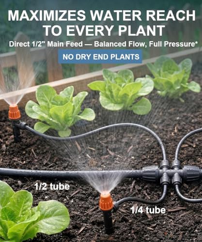 40FT Main tube1/2 Drip Irrigation System Kit with 40 Adjustable Nozzles