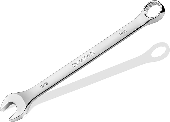 DURATECH 9/16" Combination Wrench, SAE, CR-V Constructed with Mirror Polish, 12-Point, 15-Degree Offset