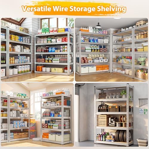 REIBII Storage Shelves,5-Tier Adjustable Waterproof Storage Rack for Pantry