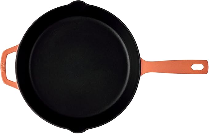 Milo by Kana 10-Inch Enameled Cast Iron Skillet | Nonstick Pre-Seasoned Cast Iron Grill Pan | Oven Proof and Dishwasher Safe | Cast Iron Cookware (Fresh Terracotta)