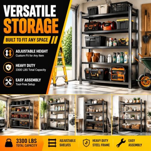 Garage Shelving, Heavy Duty Storage Shelves, Adjustable Boltless Units