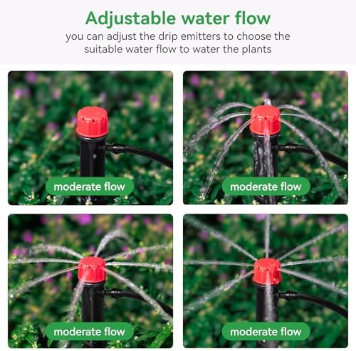 Drip Emitters for 1/4" Tubing: 360° Adjustable Irrigation Dripper, 50pcs