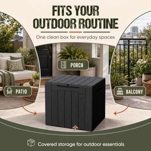 Flamaker Deck Box 30 Gallon, Waterproof Resin Small Storage Box with Lid