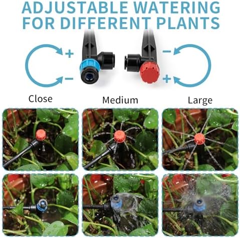 LP 240FT Drip Irrigation System Kit, Garden Watering Misting System - 40FT 1/2" Main Tube & 200FT 1/4" Distribution Tubing - Adjustable Nozzles & Sprinklers for Garden Greenhouse, Lawn, Potted Plants