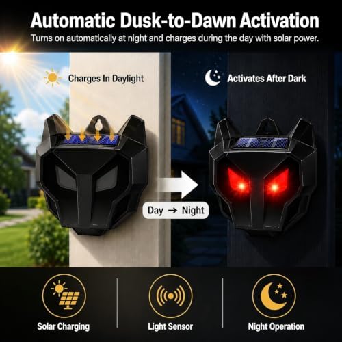 Solar Nocturnal Animal Repeller Outdoor with Predator Eyes Auto Activate Predator Deterrent Guard Lights for Coyote Skunk Deer Fox Raccoon,Nighttime Protection for Chicken Coop Yard Garden, 8 Pack