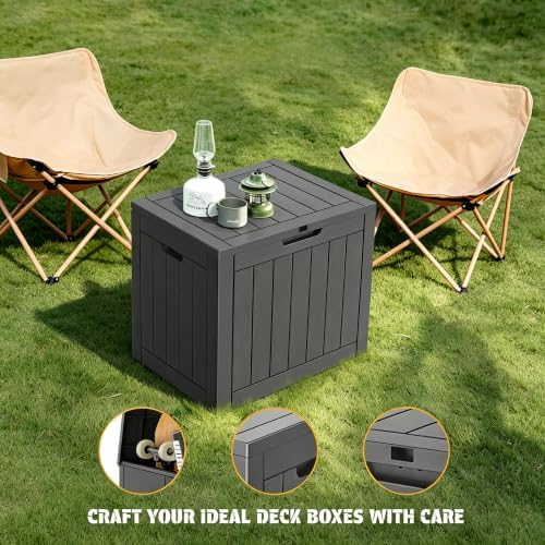NUNU LAB 35 Gal Outdoor Storage Box Waterproof Lockable,Deck Box,Black