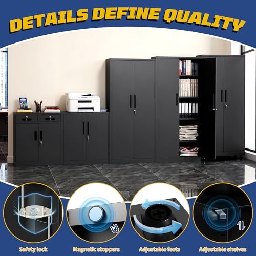 Metal Storage Cabinet with 2 Drawer, 35" Office Storage Cabinets