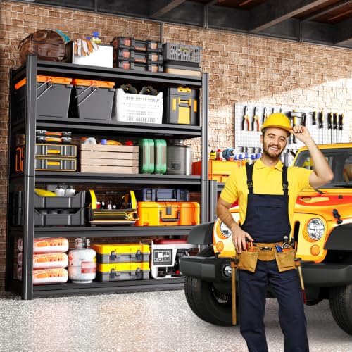 3-Pack Heavy Duty Garage Shelving for Large Storage & Garage Organization, 78"H x 46"W x 20"D 5-Tier Adjustable All Metal Wire Shelf for Tools, Storage Bins, Bulk Items, Warehouse & Workshop