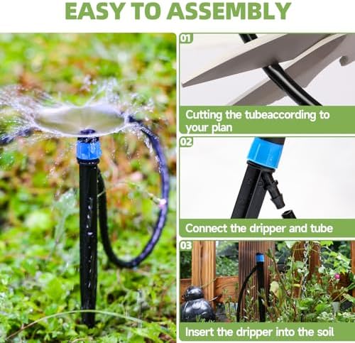 Riboud 60 Pack Drip Irrigation Emitters Sprays for 1/4 Drip Irrigation Tubing, Irrigation System for Garden (30 Pcs Emitters Vortex + 30 Pcs Emitters Stream)