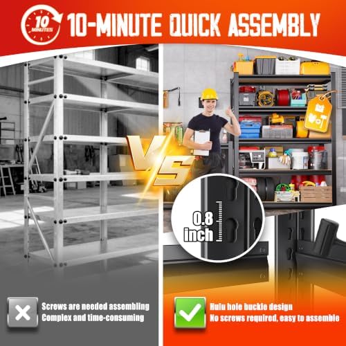 3-Pack Garage Shelving for Large Storage Organization,5-Tier Adjustable Metal Storage Shelves for Tools, Storage Bins & Bulk Items, Utility Shelf for Garage,Pantry & Workshop 78" H x 46" W x 20" D