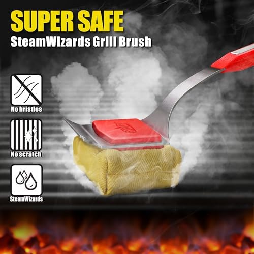 GRILLART SteamWizards Grill Brush Bristle Free, Seamless-Fit Scrub Scraper