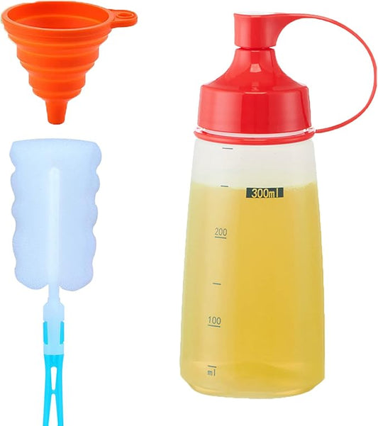 Condiment Squeeze Bottles for Sauces Pancake Batter Plastic - Wide Mouth Kitchen Ketchup Mustard Squirt Bottle Empty Dispenser for Icing Oil Salad Food Liquid for Griddle BBQ(1 PCS, 10 oz.)