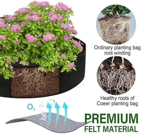 ZtohPyo 2-Pack 15 Gallon Grow Bags,Round Fabric Raised Garden Beds with 2 Handles,Durable Garden Planter Cloth Pots Container to Grow Vegetables for Outdoor Plants