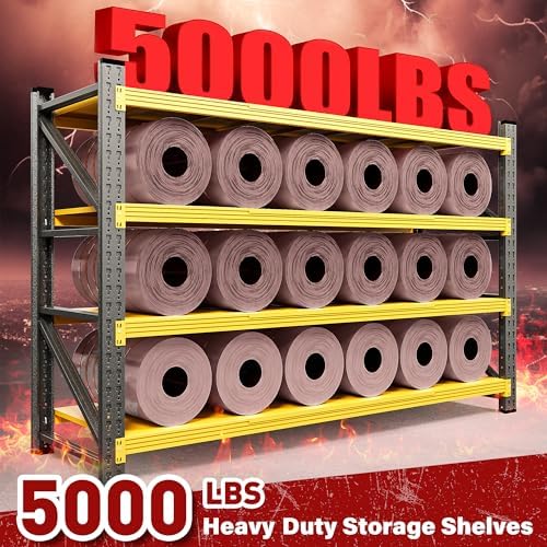 5000LBS Heavy Duty Garage Shelving Units,60" Wide & Deep Storage Shelves,Yellow Metal Garage Shelves,Large Storage Rack,Steel Shelf,Industrial Shelving for Shop,Warehouse,60" W x 24" D x 70" H